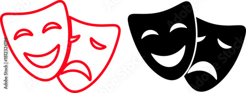 Comedy and tragedy masks isolated on, representing the duality of human experience and the art of storytelling in theater and performance