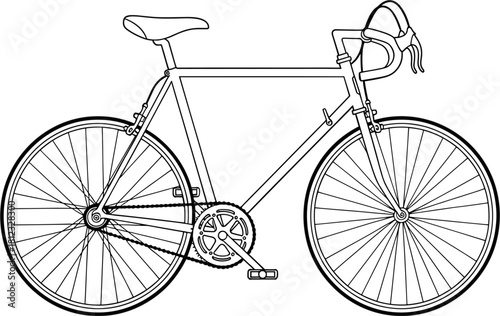 A handdrawn illustration of a vintage bicycle, showcasing its classic design and intricate details, isolated on, evoking a sense of nostalgia and timeless appeal