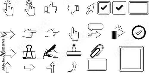 Hand drawn vector doodle icons and symbols set for web and print design
