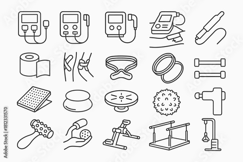 Physiotherapy Equipment Line Icons