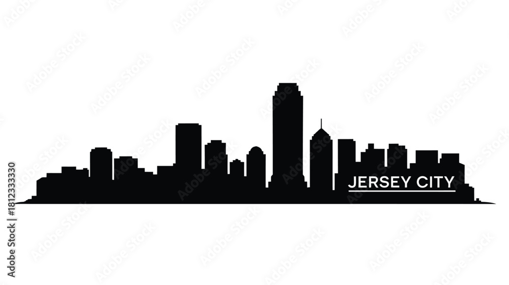 Fototapeta premium Jersey city skyline silhouette against a white background