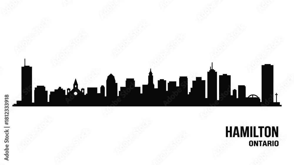Fototapeta premium Hamilton ontario cityscape silhouette on white background