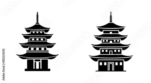 Silhouette of Two Pagodas A Glimpse into Asian Architectural Artistry