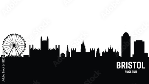 Bristol city skyline silhouette with ferris wheel