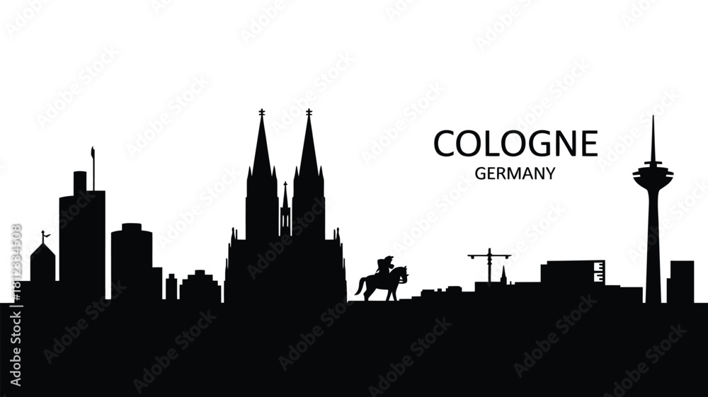 Fototapeta premium Cologne germany skyline silhouette with famous landmarks