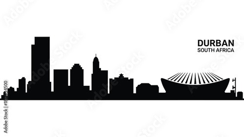 Durban south africa cityscape silhouette with iconic stadium