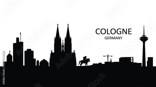 Cologne germany skyline silhouette with famous landmarks