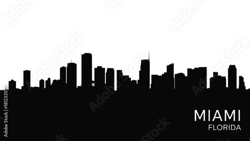 Miami florida skyline silhouette black and white