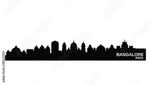 Bangalore city skyline silhouette black and white