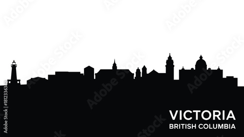 Victoria british columbia skyline silhouette black and white
