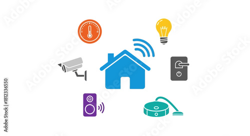 Smart home automation system with connected devices for modern living and security, offering convenience and efficiency for a comfortable lifestyle
