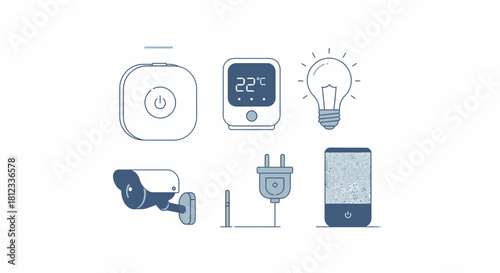 Explore smart home automation system with security camera, bulb, and thermostat: Modern technology for safety, comfort, and efficient living spaces