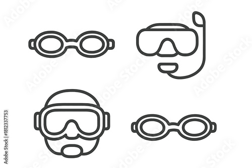 Goggles mask and snorkel for swimming and diving water sports