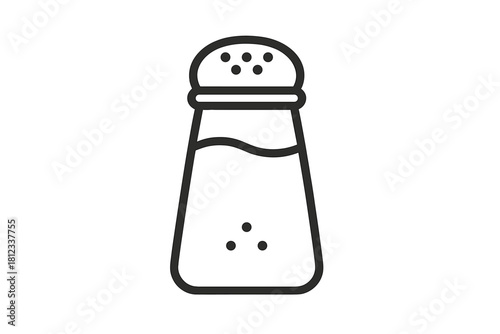 Minimalist black and white outline of a kitchen condiment shaker for salt, pepper, or spices