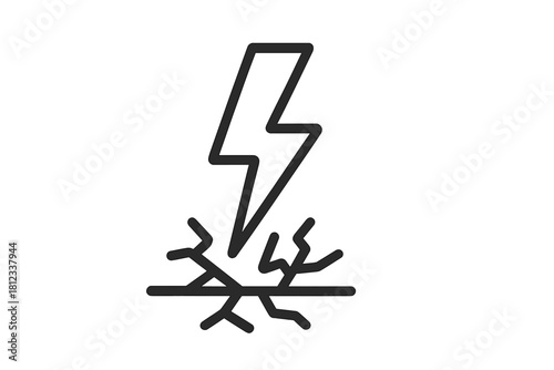 A powerful lightning strike hitting the earth causing visible ground damage