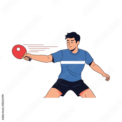 Man Playing Table Tennis Sport Action Shot.
