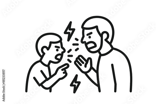 Heated verbal conflict and aggressive shouting between two angry people