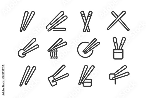 Minimalist outline set of chopsticks for eating sushi and Asian dishes