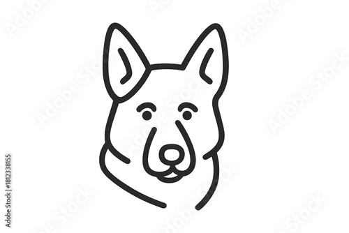 Stylized graphic representation of a German Shepherd dog head facing forward