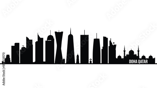 Modern city skyline silhouette with diverse architecture