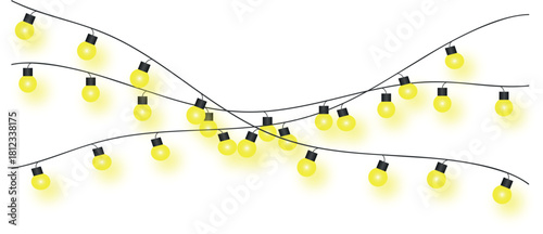 String Lights and Photo Frames Hung on Wire on Checkered Background with Clean Composition and Minimal Design in High Quality Isolated Vector