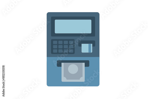 Automated teller machine dispensing cash and accepting a bank card for financial transactions