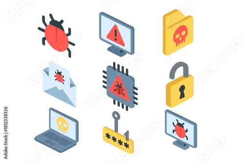 Digital security threats, cyber attack, data breach, and malware protection concepts