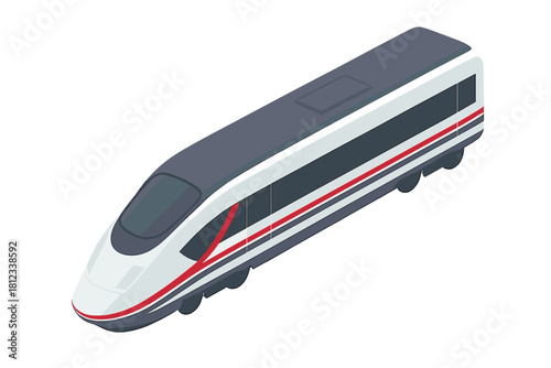 Modern high-speed passenger train vehicle for railway transportation isometric view