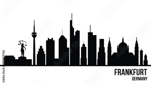 Frankfurt skyline silhouette of modern and historic buildings