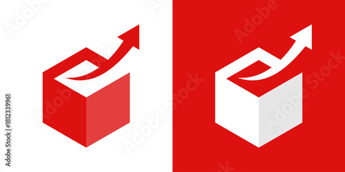 box and arrow logo. arrow box logo design with hexagon shape