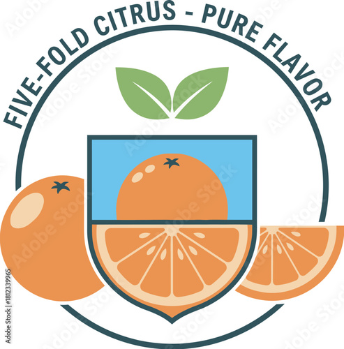 Five-fold citrus pure flavor illustration graphic design template Vector Illustration 