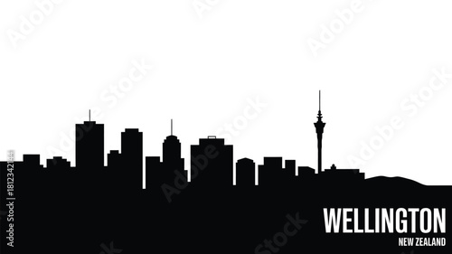 Wellington new zealand city skyline silhouette