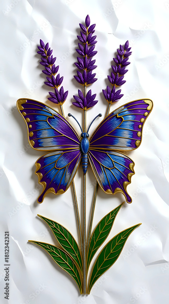 Naklejka premium Butterfly on flower I Wall Decor