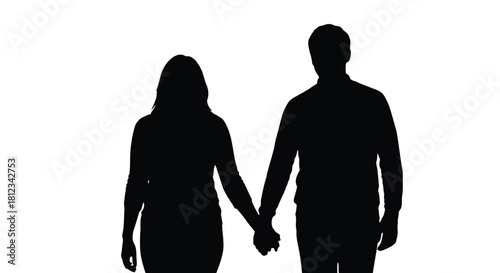 Abstract geometric composition featuring a striking human silhouette with vibrant color accents and clean lines