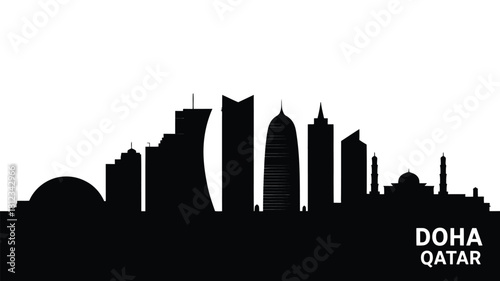Doha qatar skyline silhouette modern architecture landmark cityscape