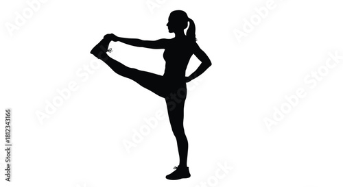 Abstract geometric composition with a striking red and blue silhouette against a grayscale background with subtle color accents silhouette