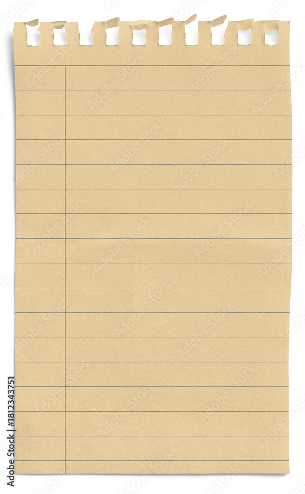 Naklejka premium Small Notepad Yellow Page Lined with Red Margin