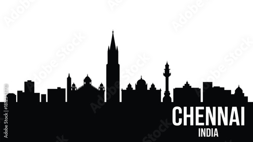Chennai india skyline silhouette