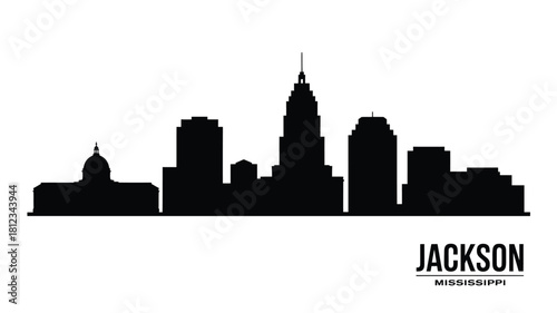 Jackson mississippi skyline silhouette black and white