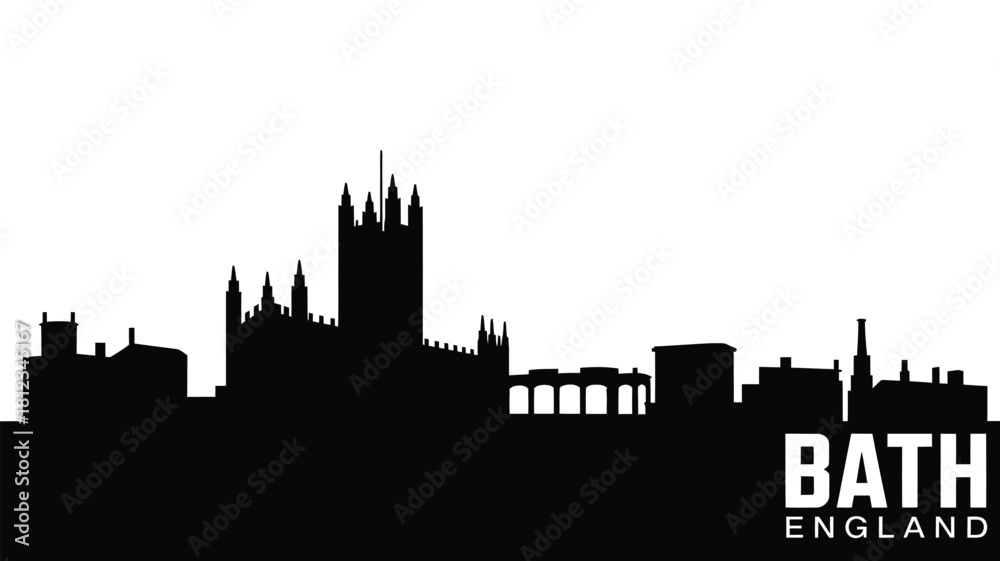 Fototapeta premium Silhouette of bath england s iconic skyline at dusk