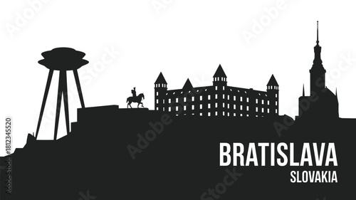Bratislava slovakia skyline silhouette with famous landmarks