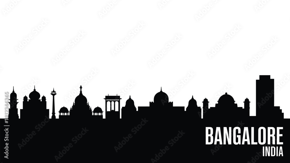 Fototapeta premium Bangalore india city skyline silhouette black and white
