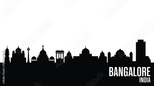 Bangalore india city skyline silhouette black and white