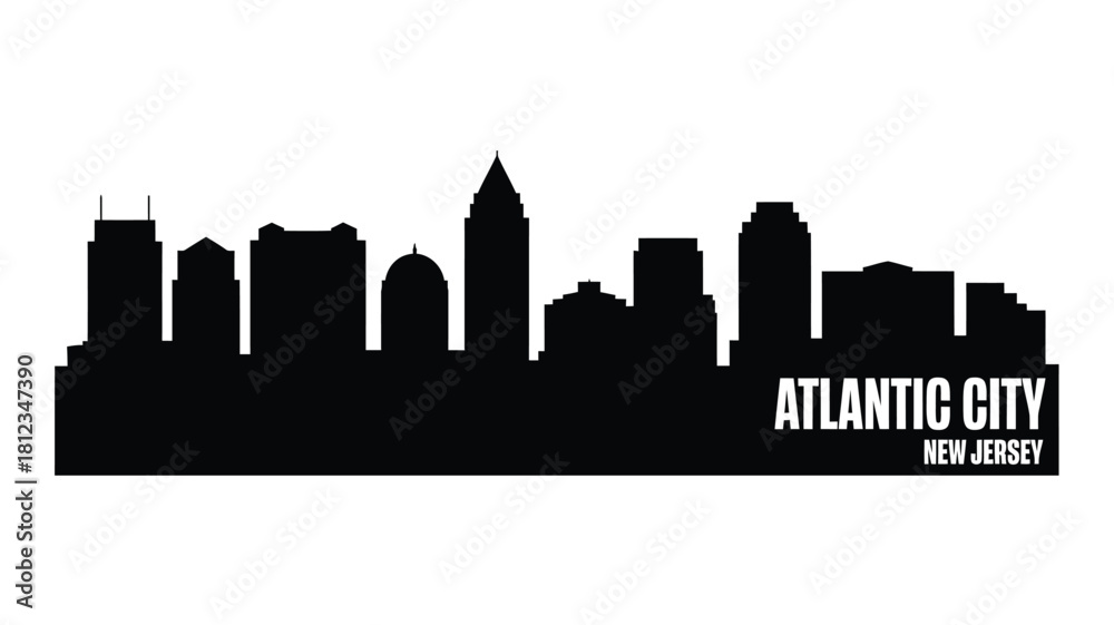 Fototapeta premium Atlantic city skyline silhouette black and white