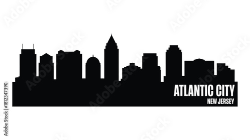 Atlantic city skyline silhouette black and white