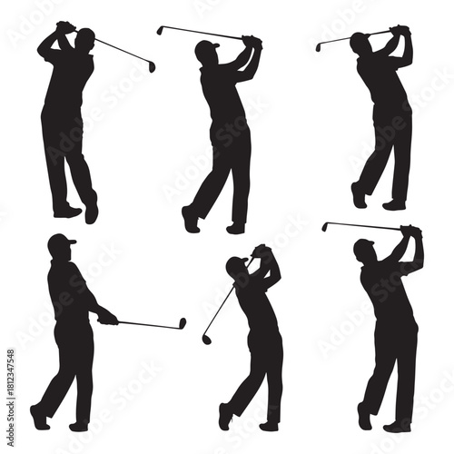 Golf Player Silhouette Set