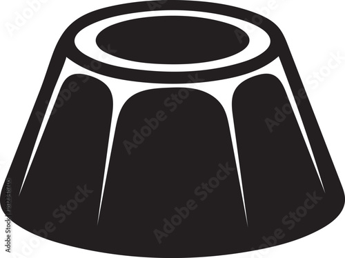 Black Silhouette of a Fluted Pudding Mold on a White Background dessert mold jelly mold