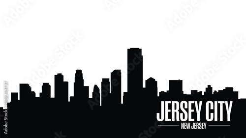 Jersey city skyline silhouette against white background