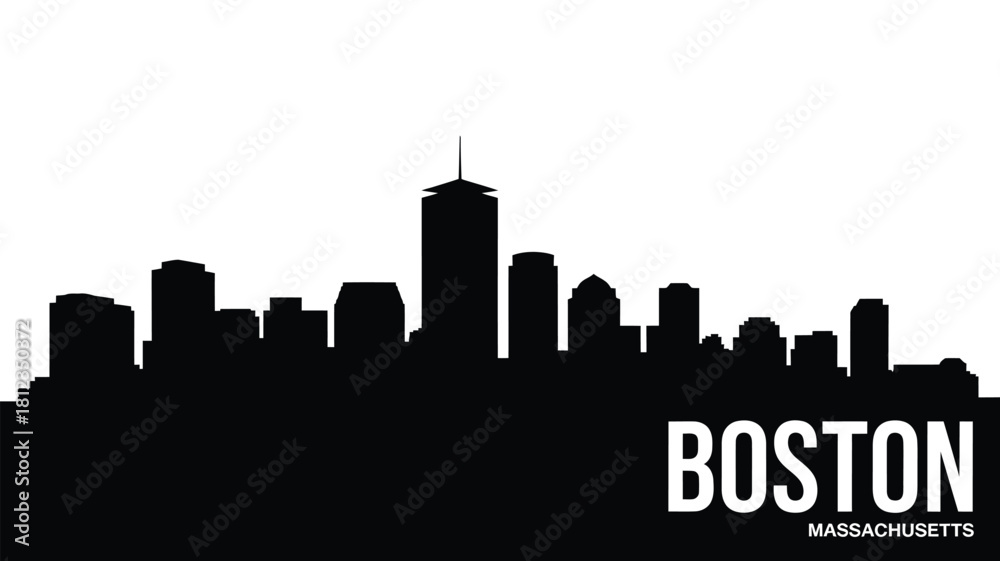 Fototapeta premium Boston city skyline silhouette black and white