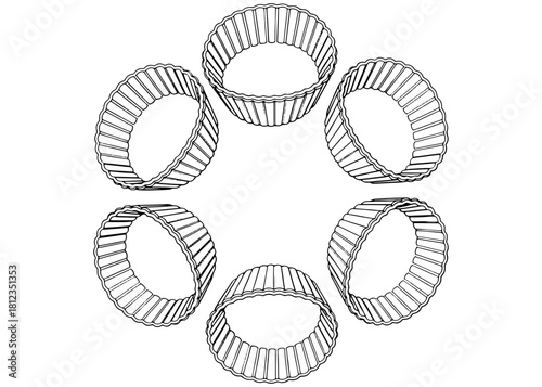 Set of reusable silicone cupcake liners. Eco-friendly baking molds for muffins and desserts. Zero waste kitchen concept. Black and white vector line art.